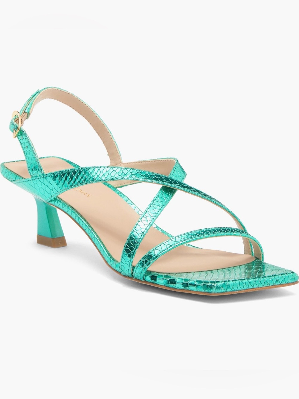 NEW Oasis 50 Kitten Heel Slingback Sandal Capri Green Width:M Sz 7.5